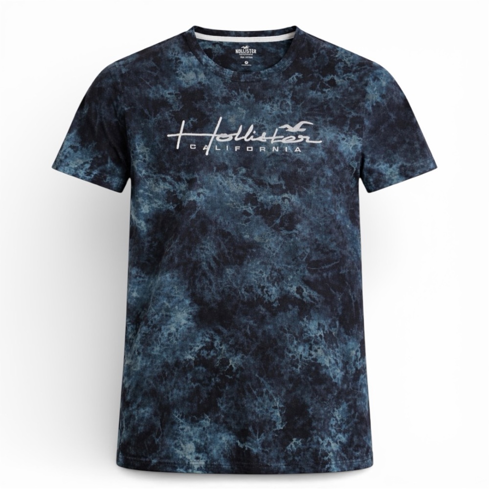 Hollister California Black Tie Dye Graphic T-Shirt Men’s Medium 100% Cotton